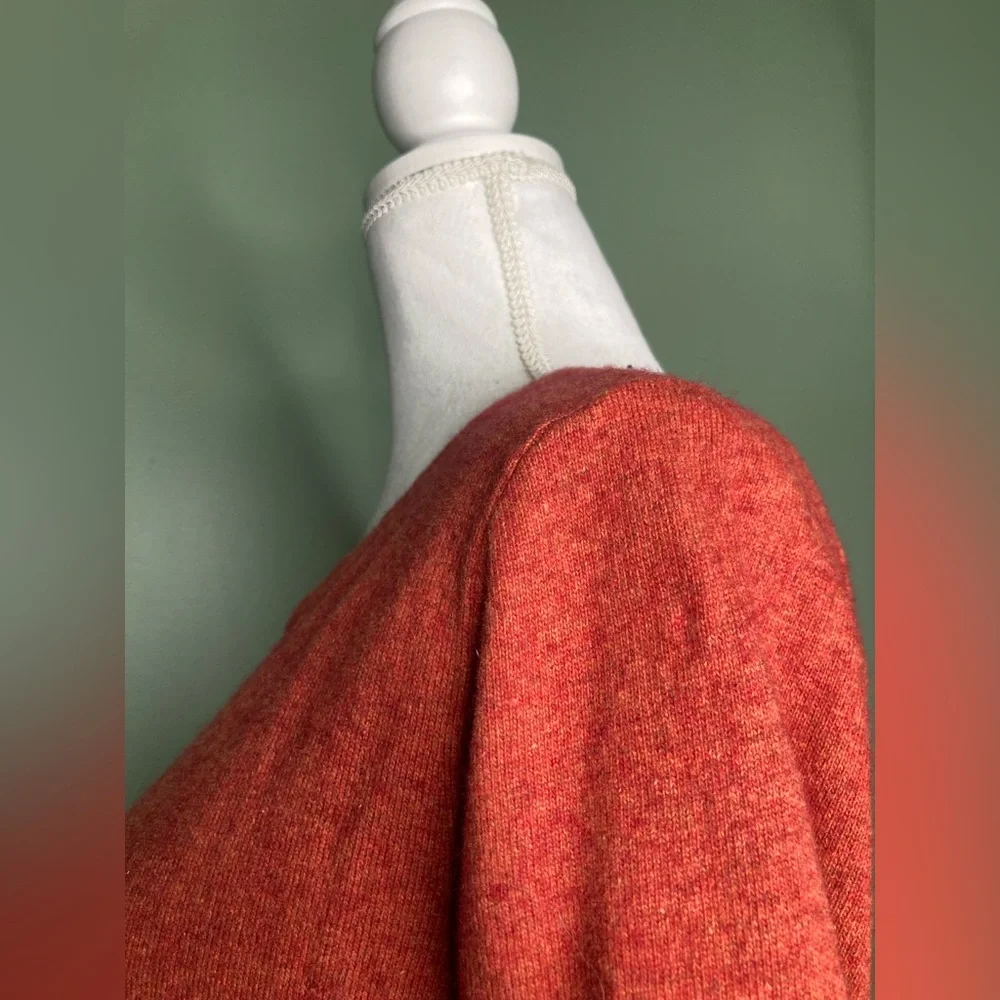 J Crew Teddie Sweater Medium Merino Wool Cotton Blend Crew Neck Pullover Orange - Picture 2 of 12